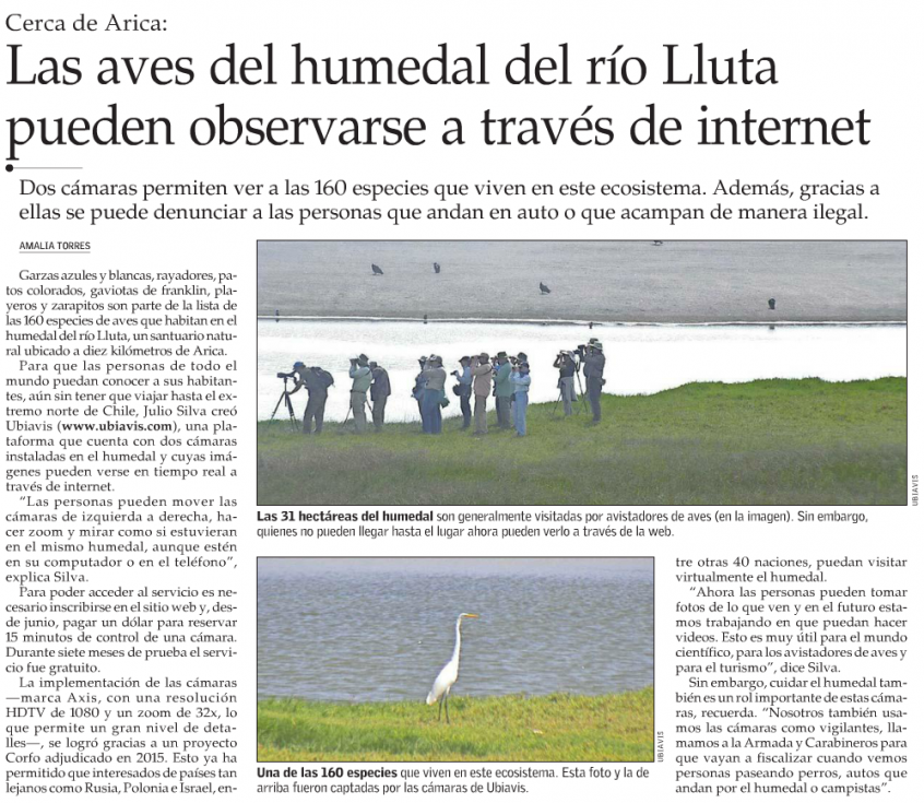Noticia en El Mercurio